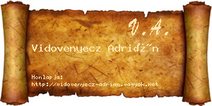 Vidovenyecz Adrián névjegykártya